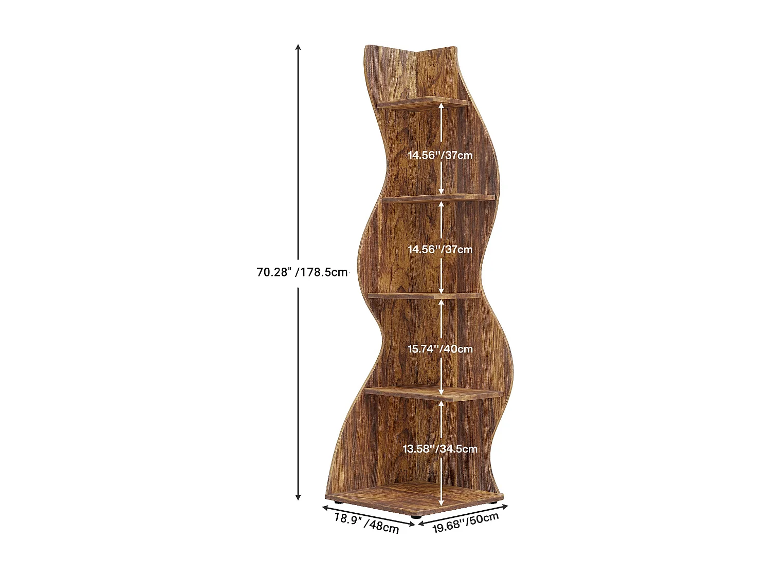 Petite Bibliothèque à 5 Niveaux,Support de Plante unité d'organisation avec pour la Maison, Bureau, Salon, Chambre à Coucher,Marron