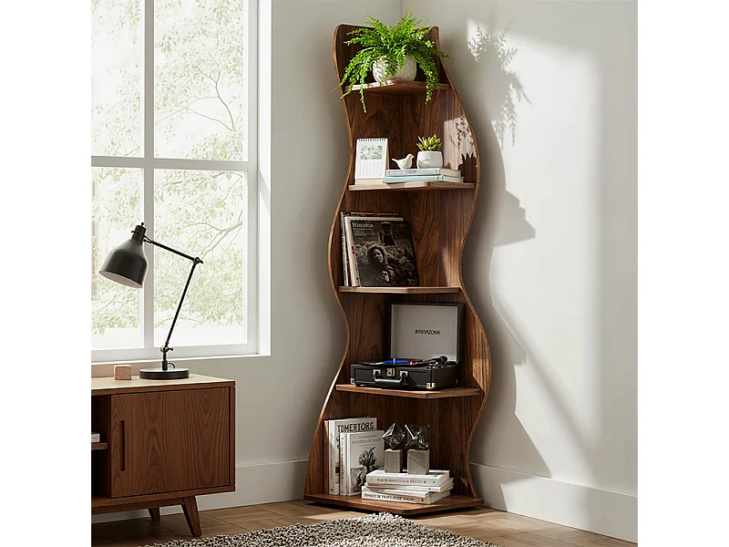 Petite Bibliothèque à 5 Niveaux,Support de Plante unité d'organisation avec pour la Maison, Bureau, Salon, Chambre à Coucher,Marron