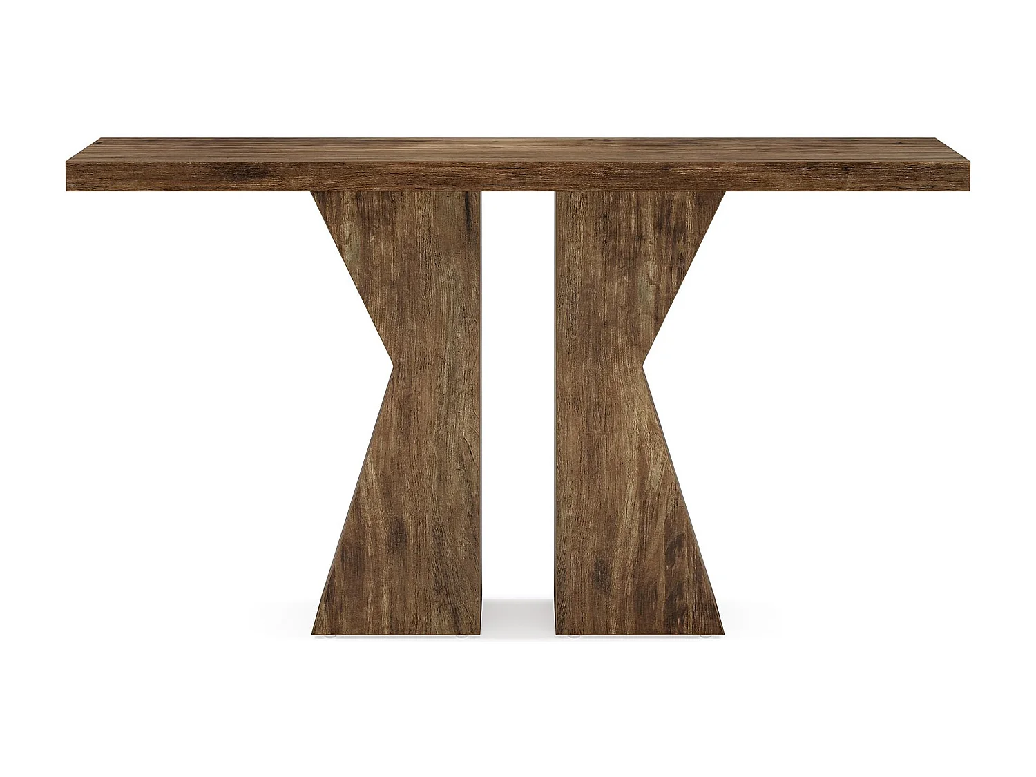Table Console 140 cm en forme de K, table console étroite derrière le canapé, avec cadre en bois pour entrée, salon, marron rustique