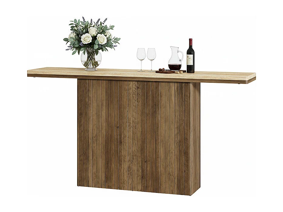 Table console flottante pour entrée, table en bois de 63 pouces de long derrière le canapé pour salon, foyer, couloir, marron rustique et couleur naturelle