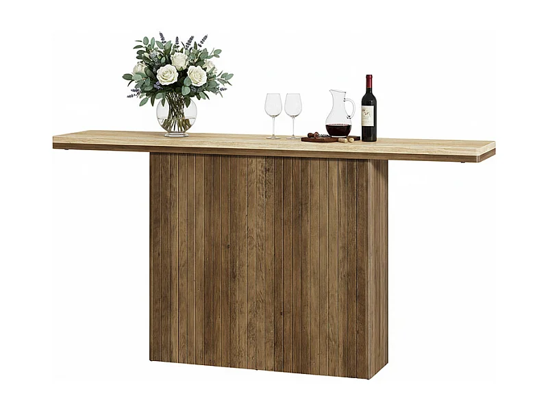 Table console flottante pour entrée, table en bois de 63 pouces de long derrière le canapé pour salon, foyer, couloir, marron rustique et couleur naturelle