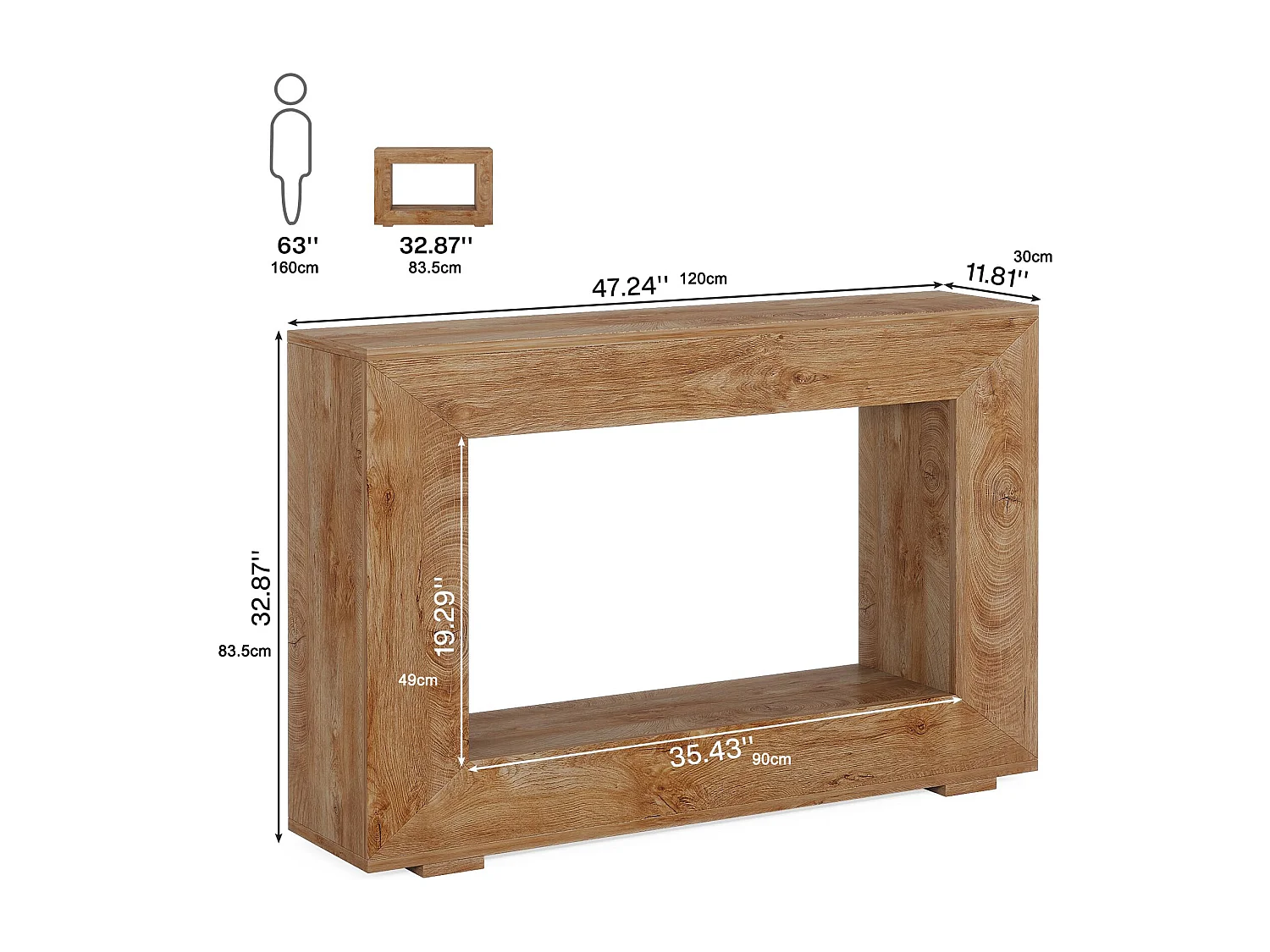 Table Console, Table d'entrée, 120 x 30 x 83.5cm, Table d'appoint, Table de Couloir, Table Console avec Espace de Rangement pour Entrée, Couloir,Salon