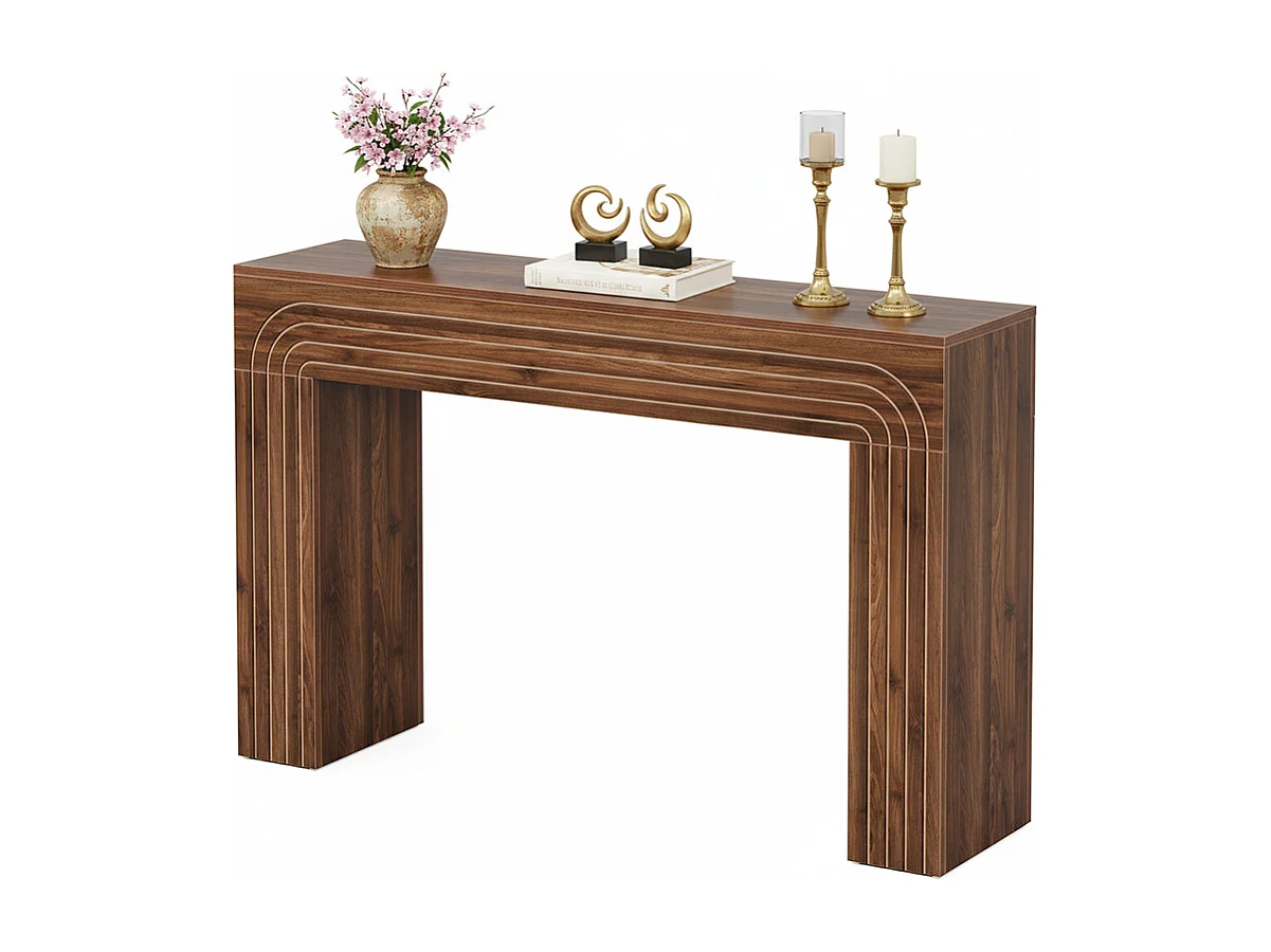 Table console 140cm de long, table étroite derrière le canapé, table d'entrée moderne en bois pour l'entrée, le couloir, le salon