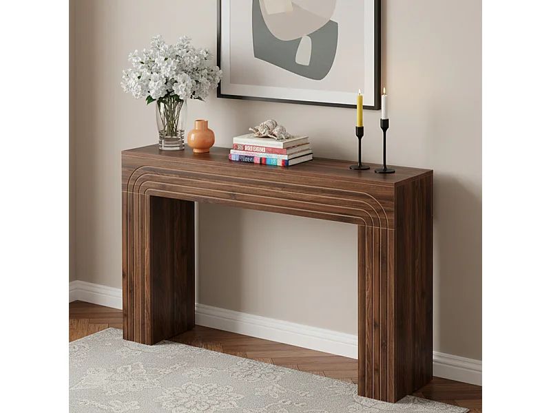 Table console 140cm de long, table étroite derrière le canapé, table d'entrée moderne en bois pour l'entrée, le couloir, le salon