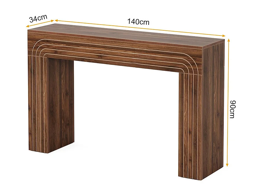 Table console 140cm de long, table étroite derrière le canapé, table d'entrée moderne en bois pour l'entrée, le couloir, le salon