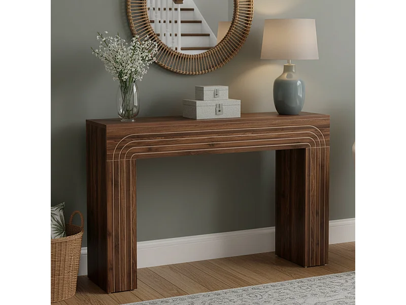 Table console 140cm de long, table étroite derrière le canapé, table d'entrée moderne en bois pour l'entrée, le couloir, le salon