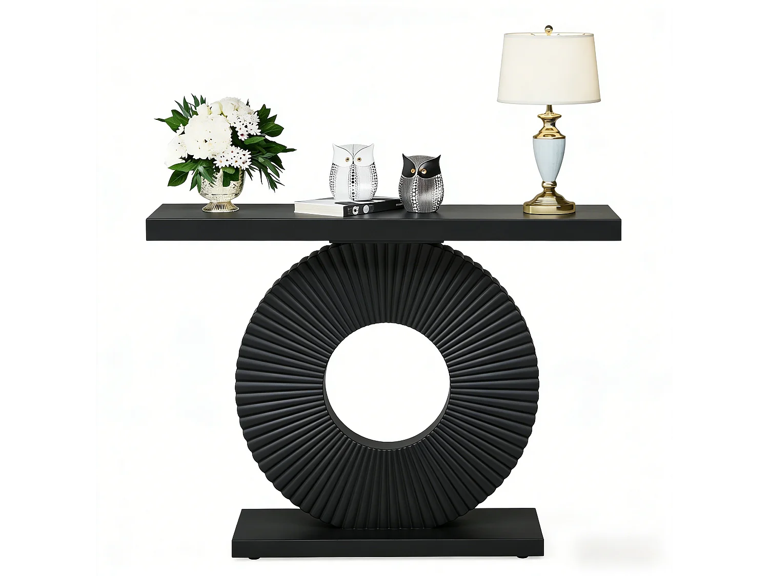 Table console moderne avec base géométrique, table d'entrée en bois de 100 cm, pour l'entrée, le couloir, le salon