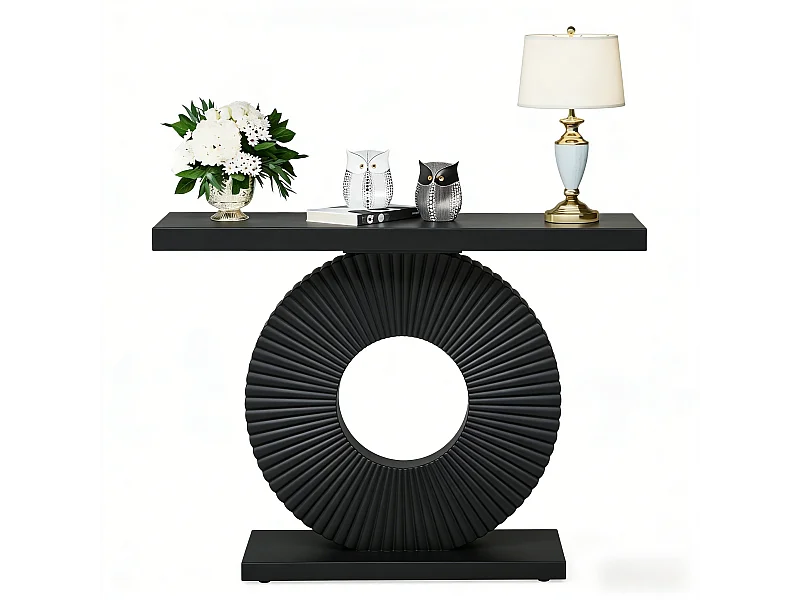 Table console moderne avec base géométrique, table d'entrée en bois de 100 cm, pour l'entrée, le couloir, le salon