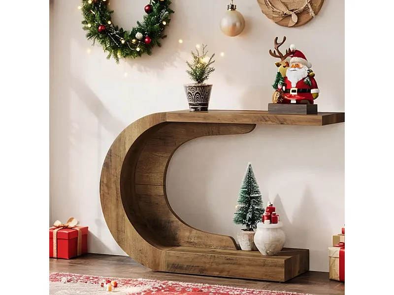 Console en Forme Unique ,110 x 35 x 75 cm Table Console,pour Entrée, Couloir, Salon, Console Bois Marron