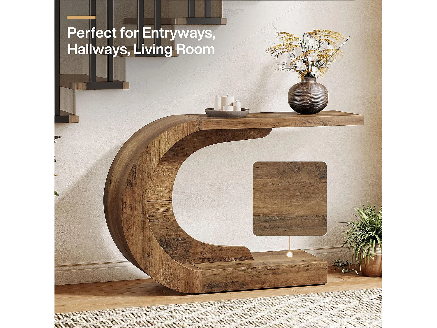 Console en Forme Unique ,110 x 35 x 75 cm Table Console,pour Entrée, Couloir, Salon, Console Bois Marron