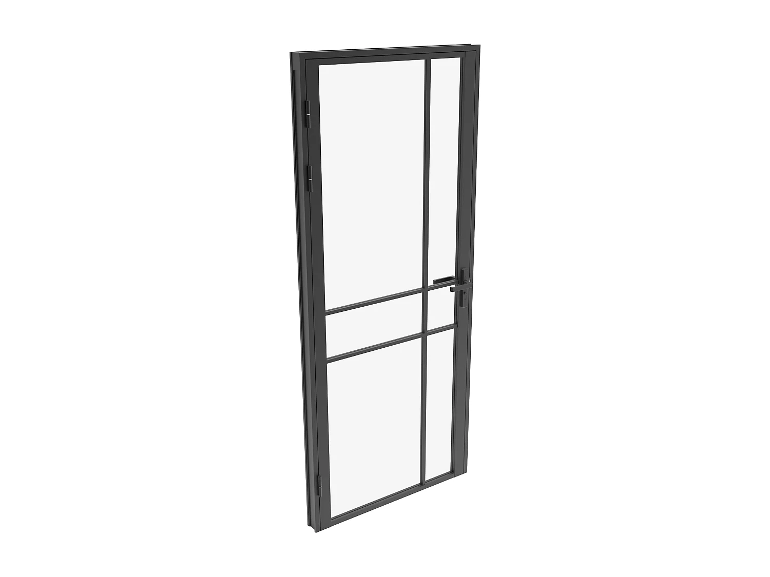 Bloc porte réversible avec design asymétrique en aluminium et verre trempé - H204 x L73 cm - Noir - SANIVA