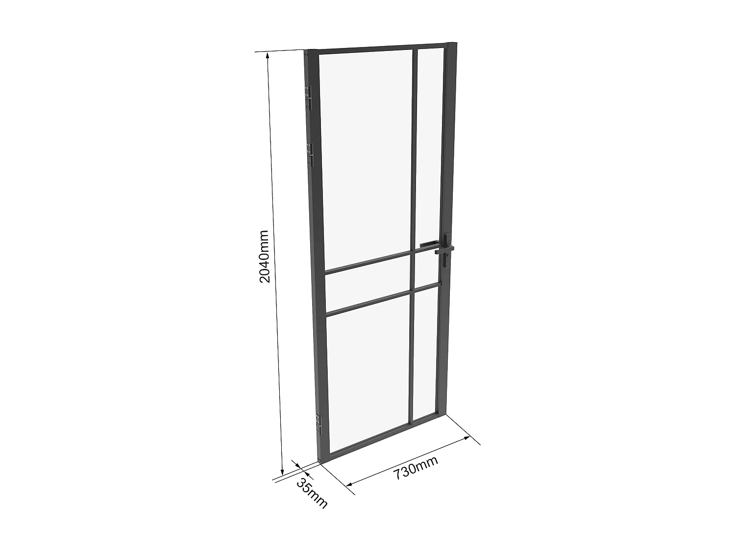 Bloc porte réversible avec design asymétrique en aluminium et verre trempé - H204 x L73 cm - Noir - SANIVA