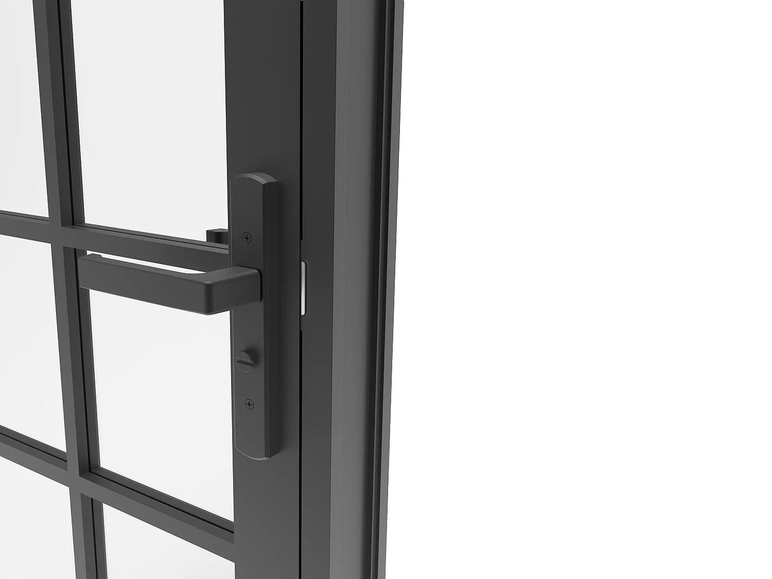 Bloc porte réversible avec design asymétrique en aluminium et verre trempé - H204 x L73 cm - Noir - SANIVA