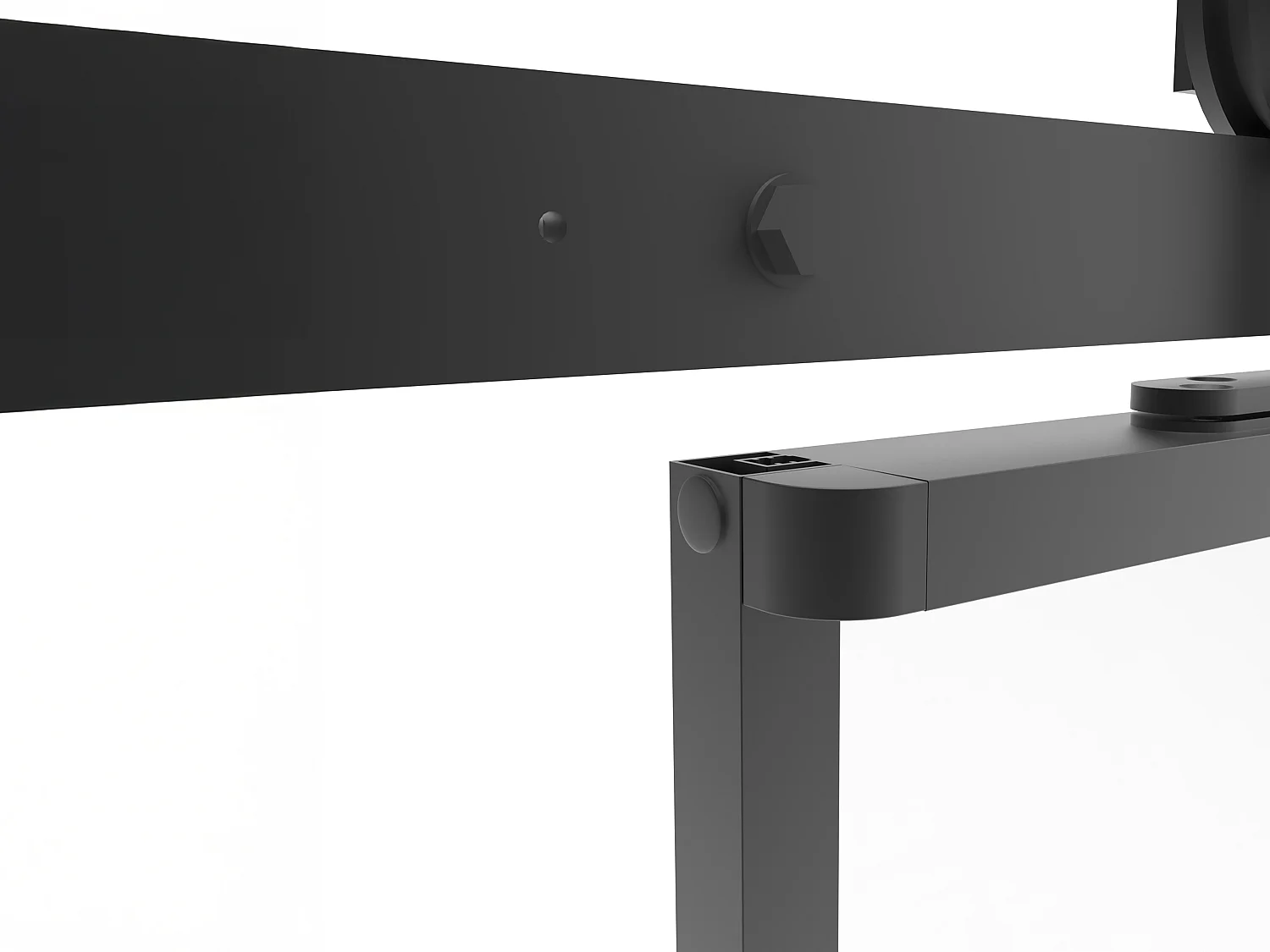 Porte coulissante avec système en applique et design asymétrique - aluminium et verre trempé - H204 x L83 cm - Noir - SANIVA