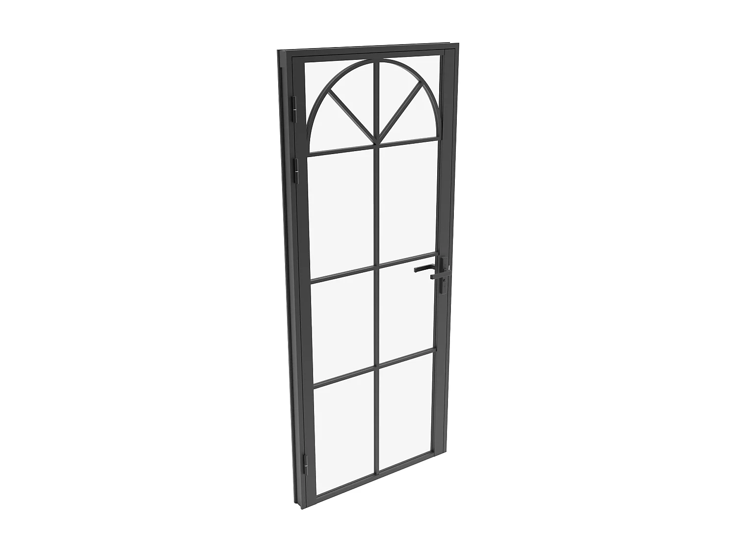 Bloc porte réversible style art déco en aluminium et verre trempé - H204 x L73 cm - Noir - VIGELO