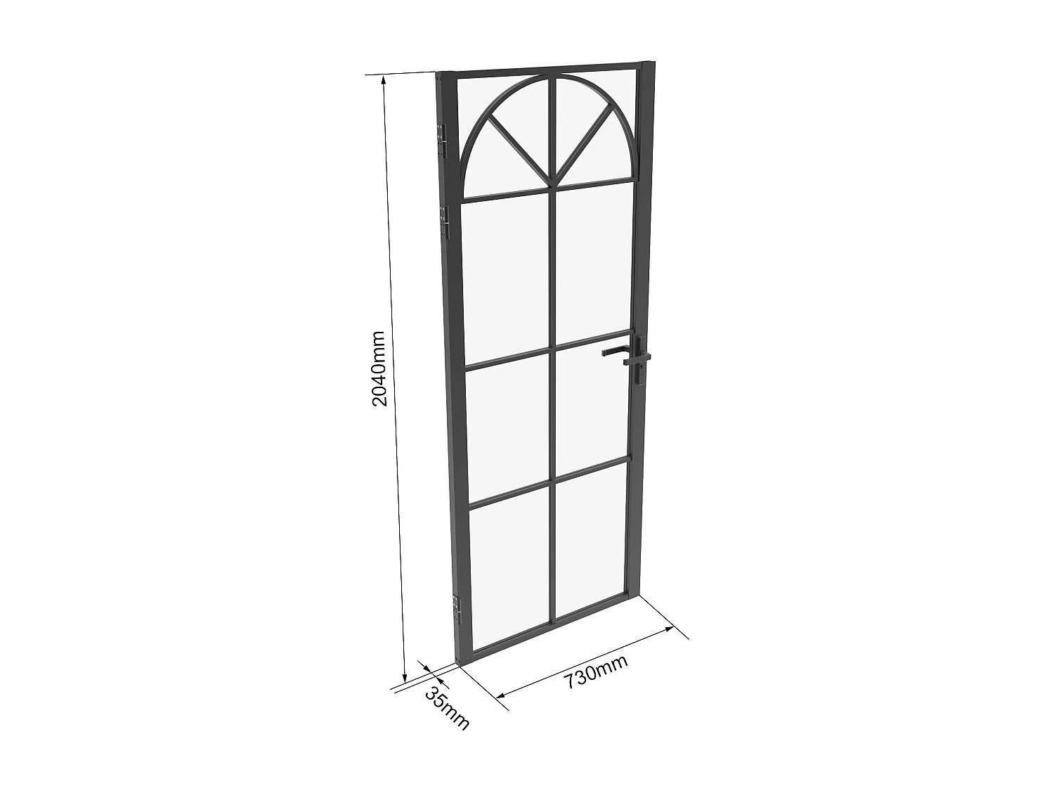 Bloc porte réversible style art déco en aluminium et verre trempé - H204 x L73 cm - Noir - VIGELO