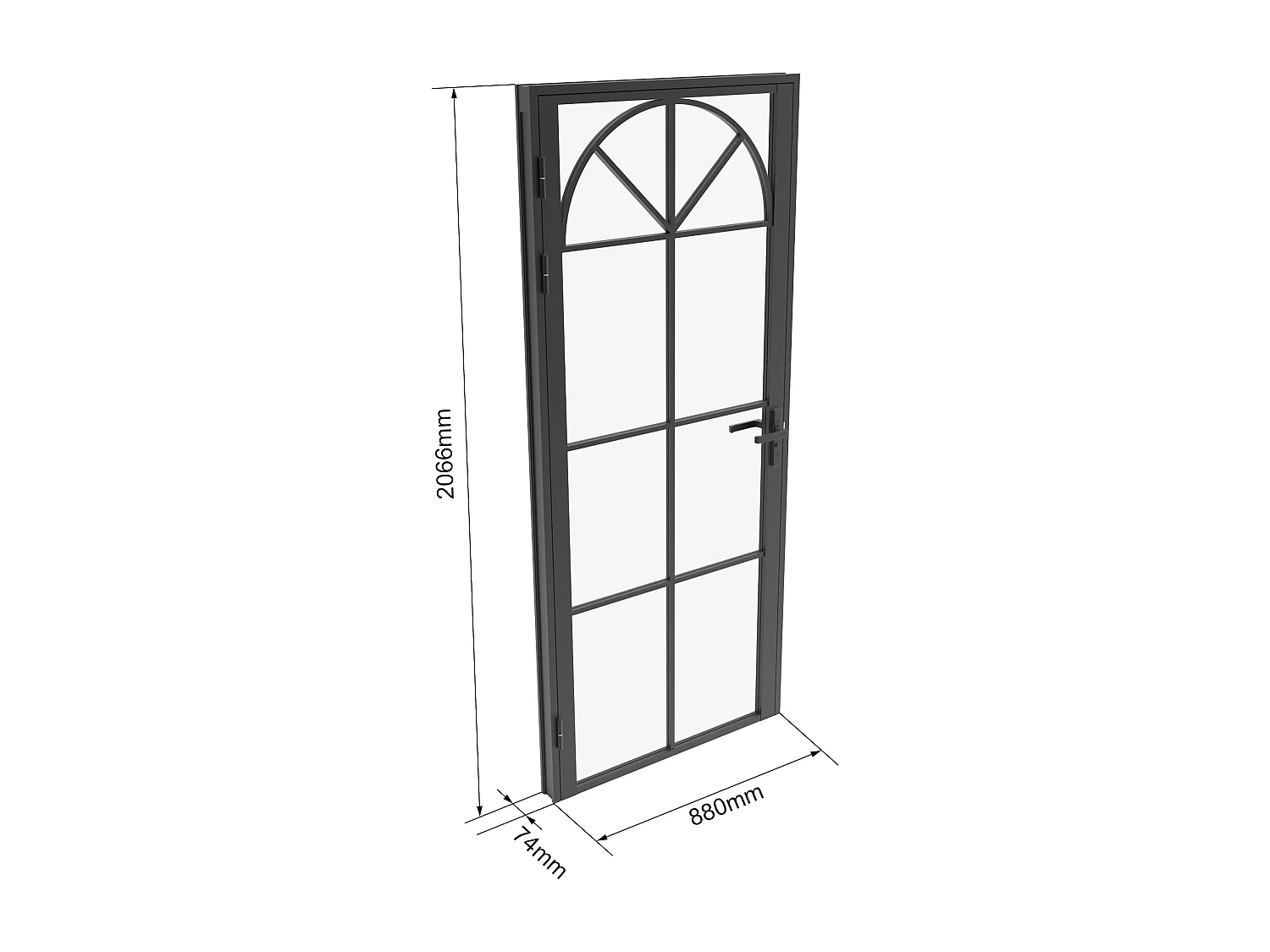 Bloc porte réversible style art déco en aluminium et verre trempé - H204 x L73 cm - Noir - VIGELO