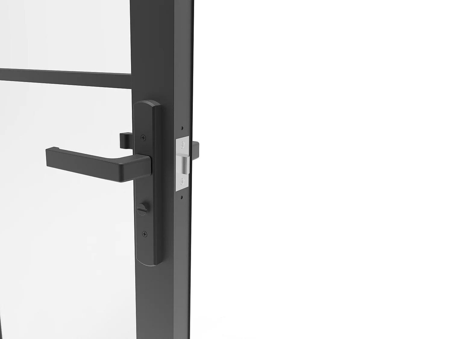 Bloc porte réversible style art déco en aluminium et verre trempé - H204 x L73 cm - Noir - VIGELO