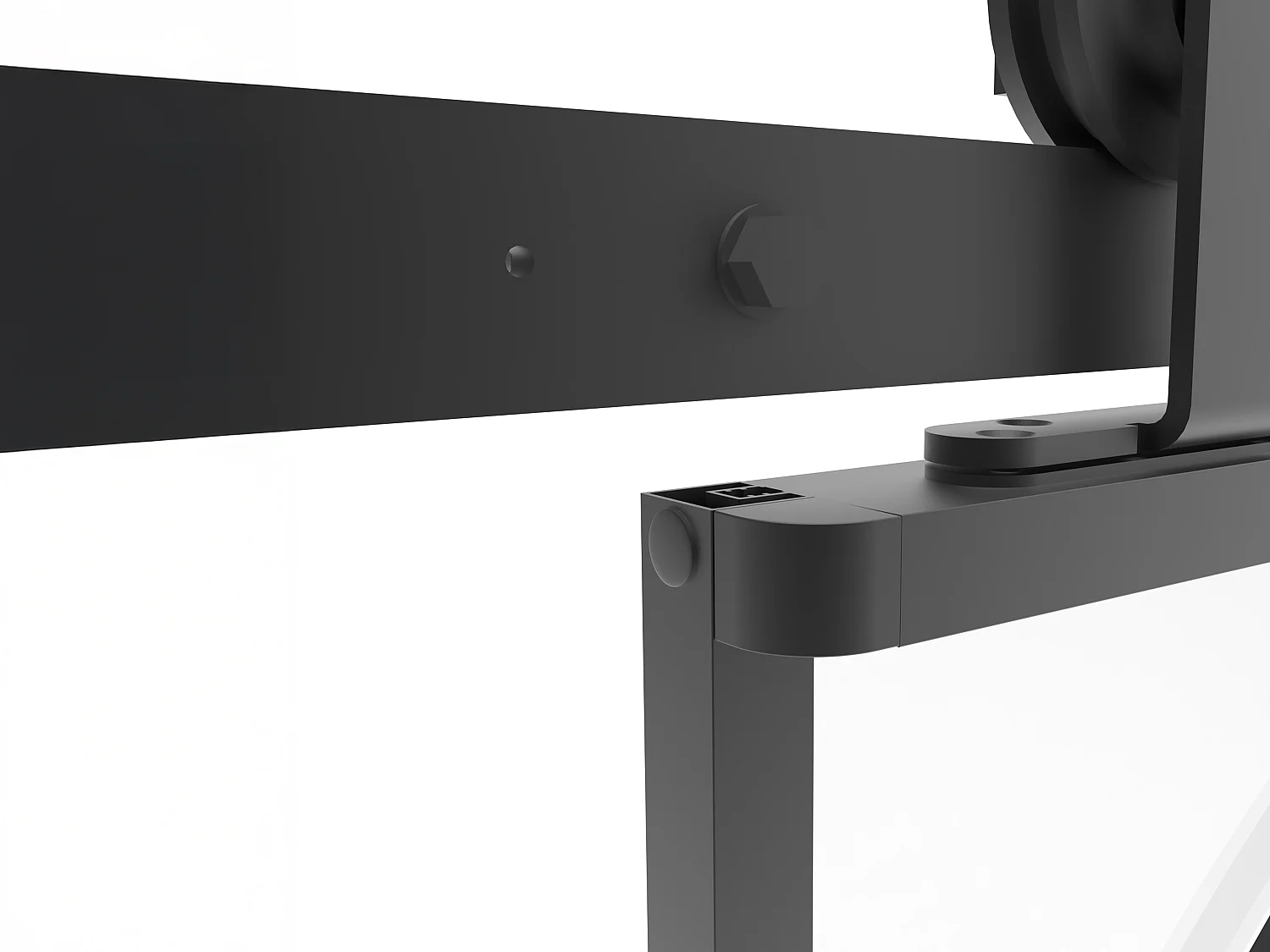 Porte coulissante avec système en applique style art déco - aluminium et verre trempé - H204 x L83 cm - Noir - VIGELO