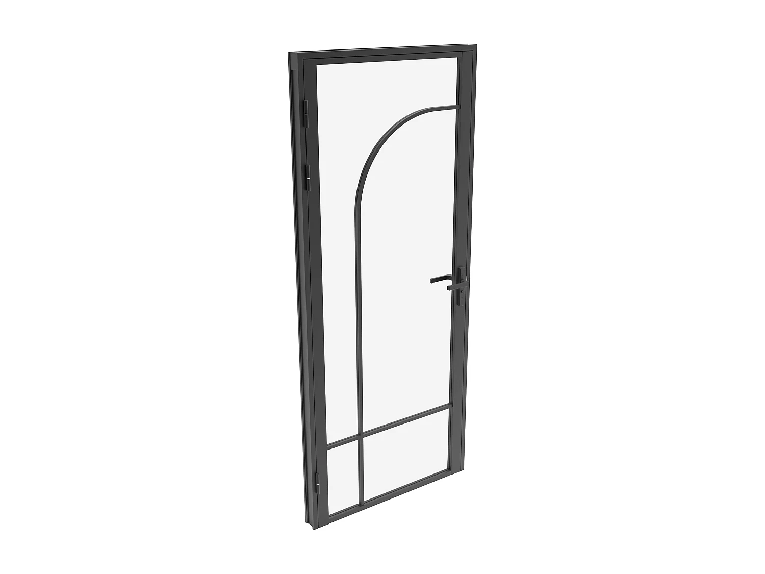Bloc porte réversible style verrière en aluminium et verre trempé - H204 x L73 cm - Noir - CLOSIDA