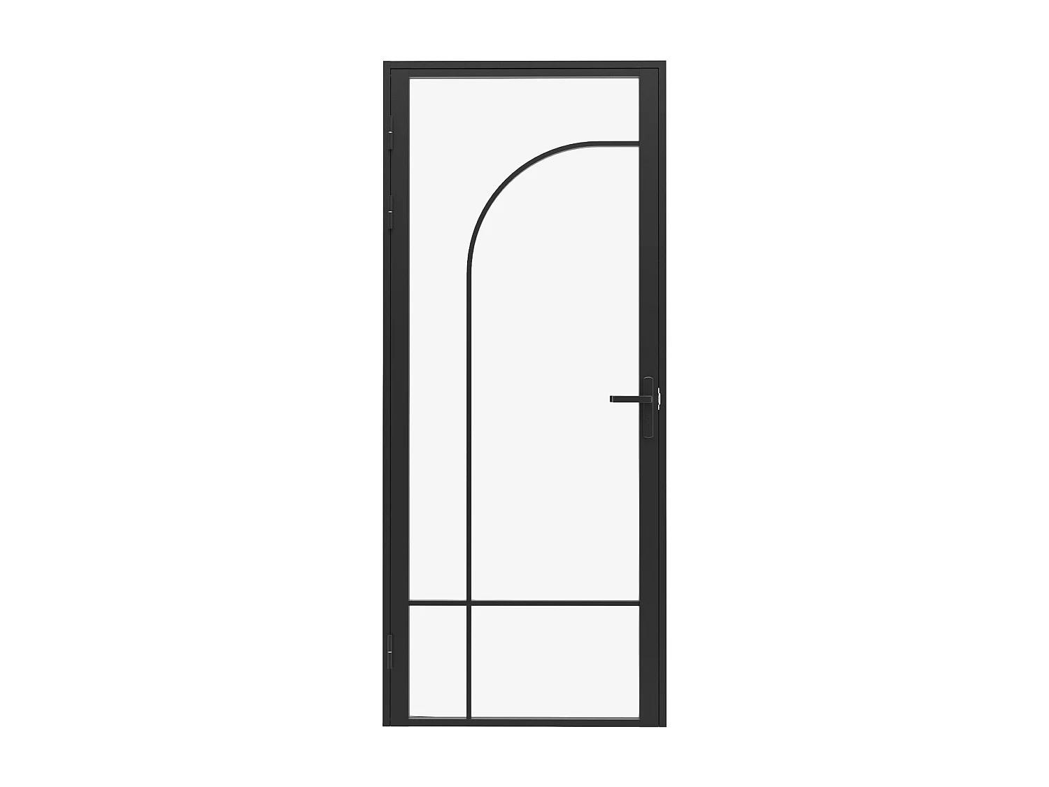 Bloc porte réversible style verrière en aluminium et verre trempé - H204 x L73 cm - Noir - CLOSIDA
