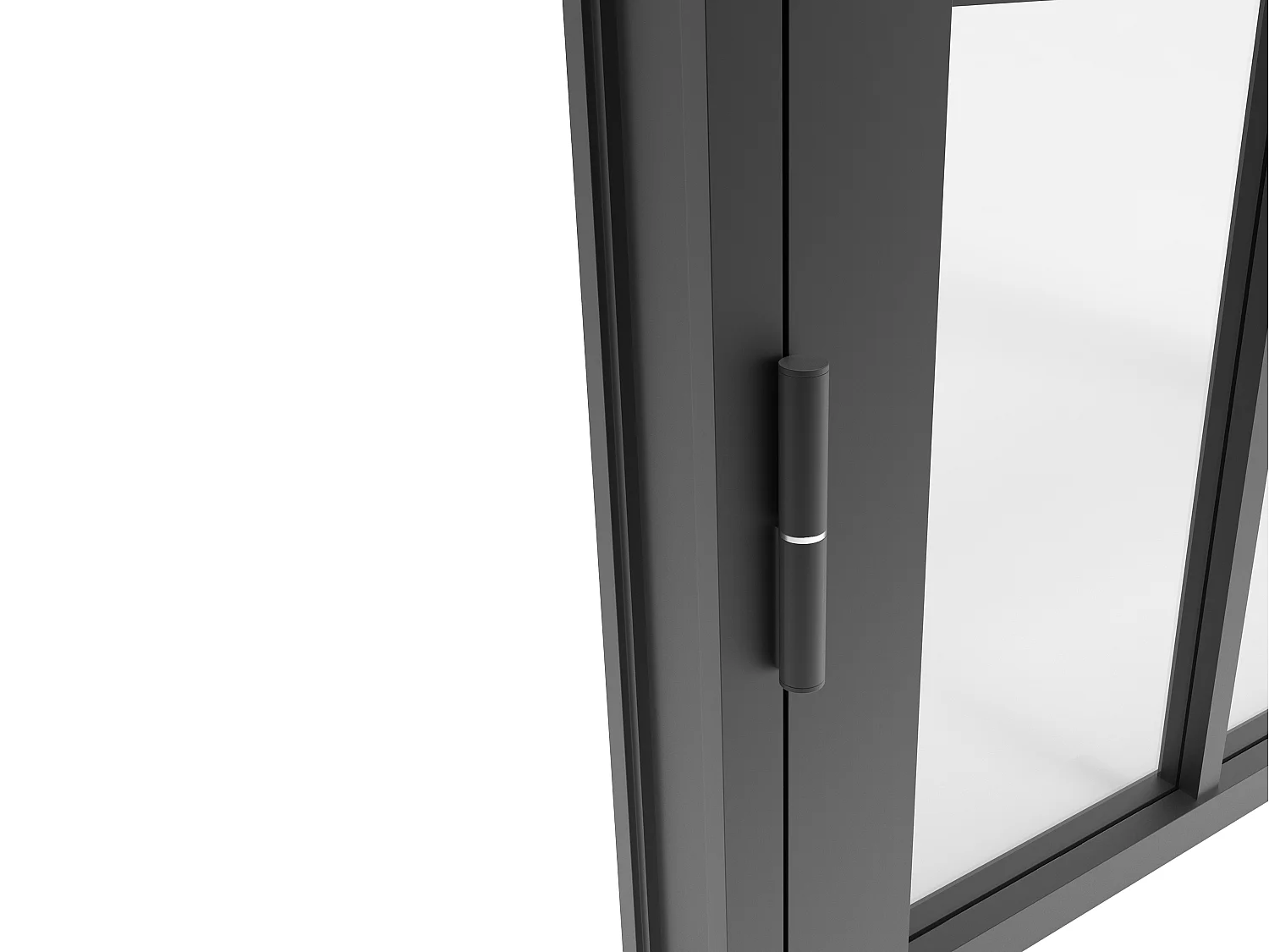 Bloc porte réversible style verrière en aluminium et verre trempé - H204 x L73 cm - Noir - CLOSIDA