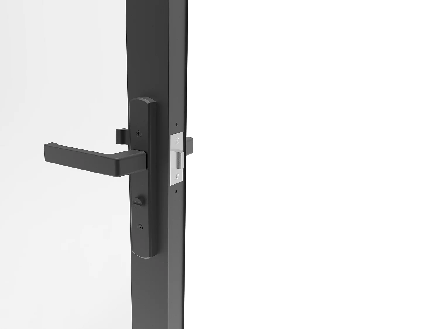 Bloc porte réversible style verrière en aluminium et verre trempé - H204 x L73 cm - Noir - CLOSIDA