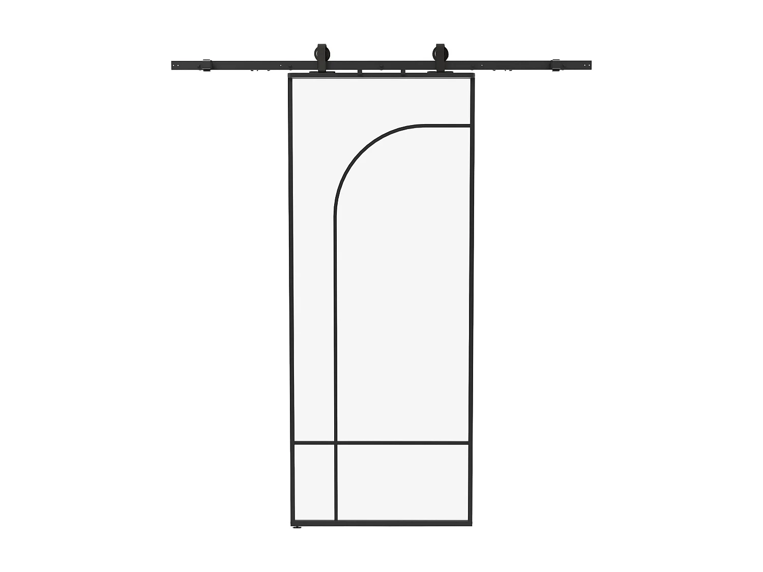 Porte coulissante avec système en applique style verrière - aluminium et verre trempé  - H204 x L83 cm - Noir - CLOSIDA