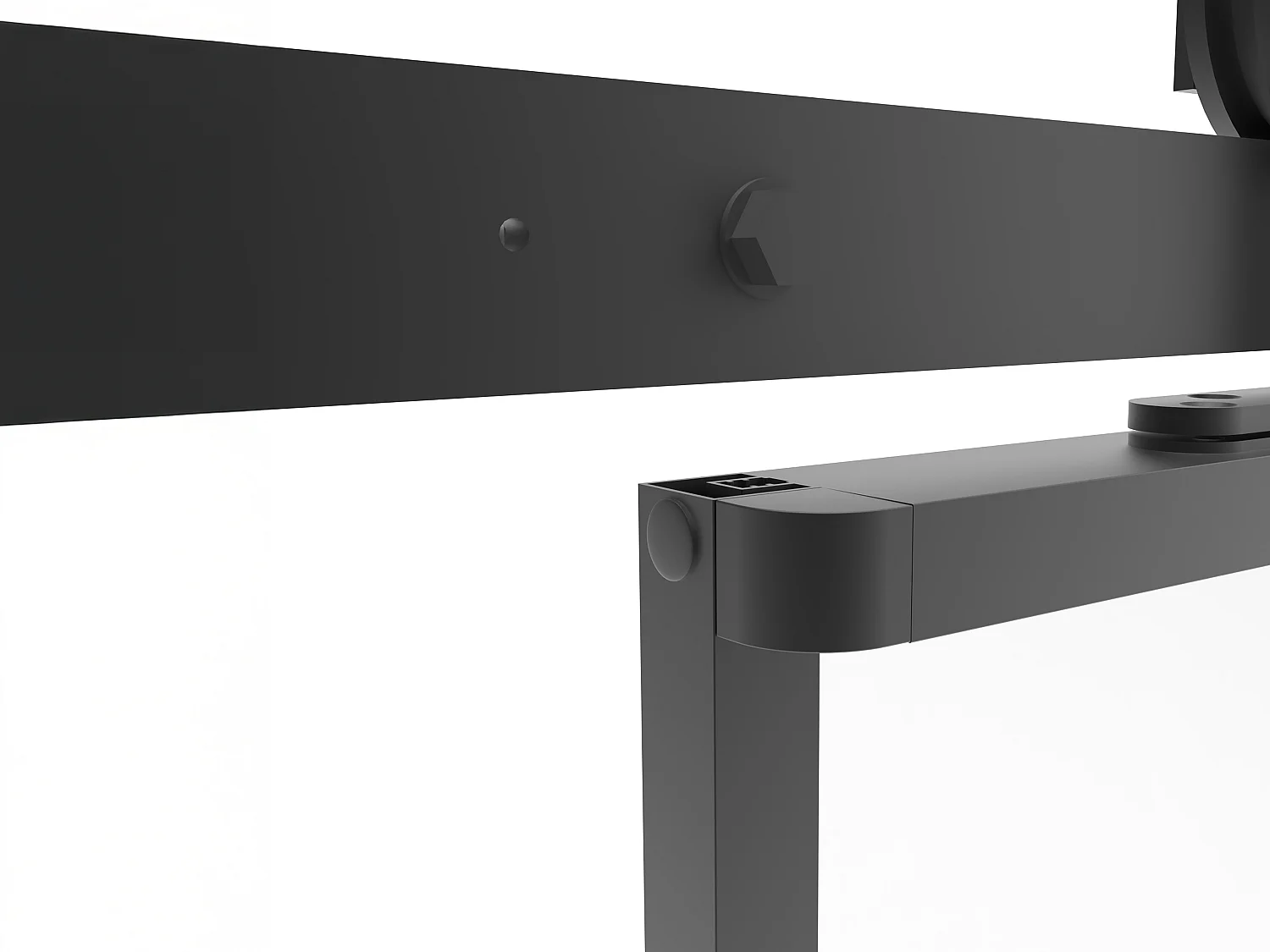 Porte coulissante avec système en applique style verrière - aluminium et verre trempé  - H204 x L83 cm - Noir - CLOSIDA