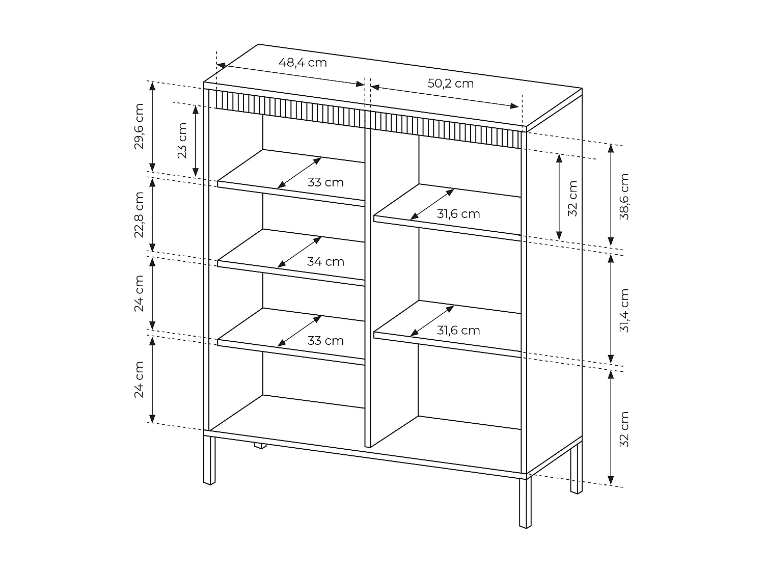 AX LIVING highboard moderne Trentinis 3D noir 103,5 cm avec façade rainurée