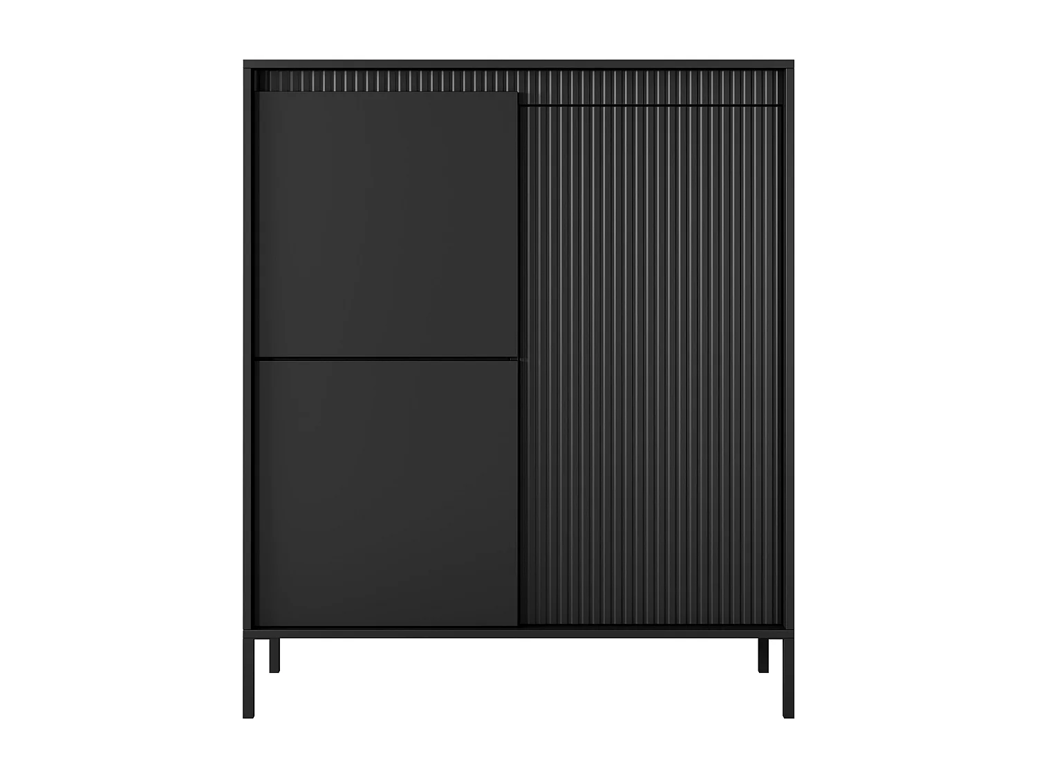 AX LIVING Highboard moderne noir Trentinis 103,5 cm avec façade rainurée