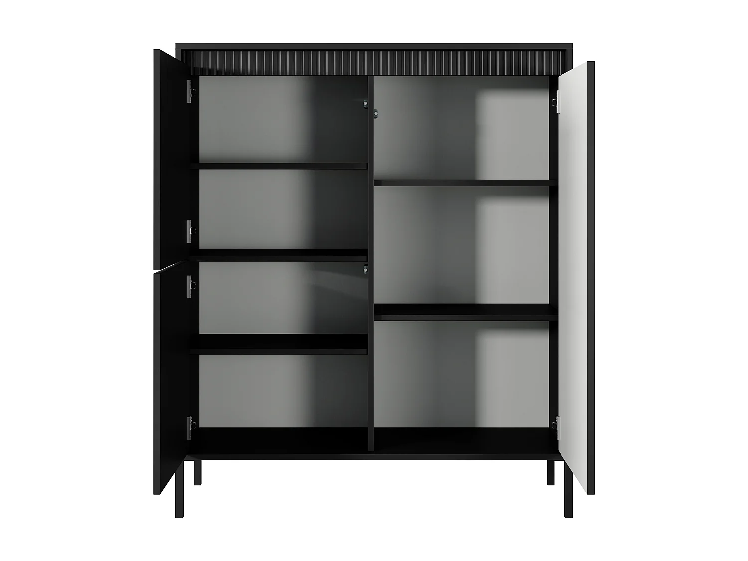 AX LIVING Highboard moderne noir Trentinis 103,5 cm avec façade rainurée