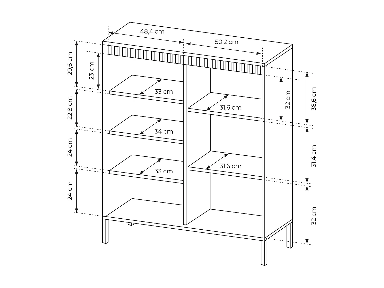 AX LIVING Highboard moderne noir Trentinis 103,5 cm avec façade rainurée