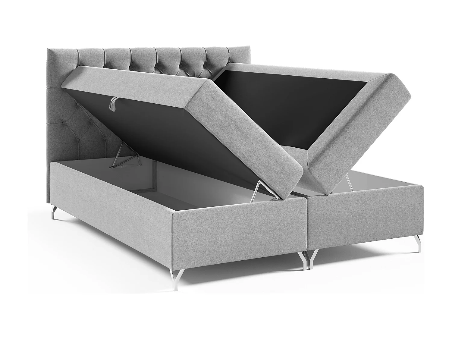 AX LIVING lit boxspring 180x200 avec coffre de rangement Palmeria en gris beige