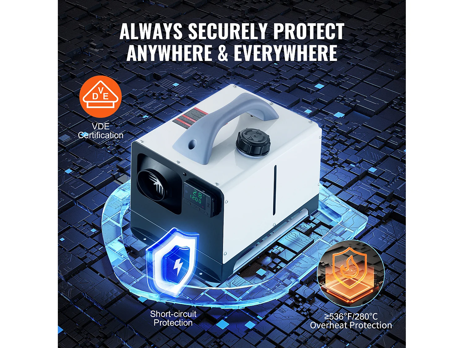 Diesel Luchtverwarming SucceBuy, 8 kW 12 V met LCD-Scherm en Afstandsbediening voor Auto's en Campers