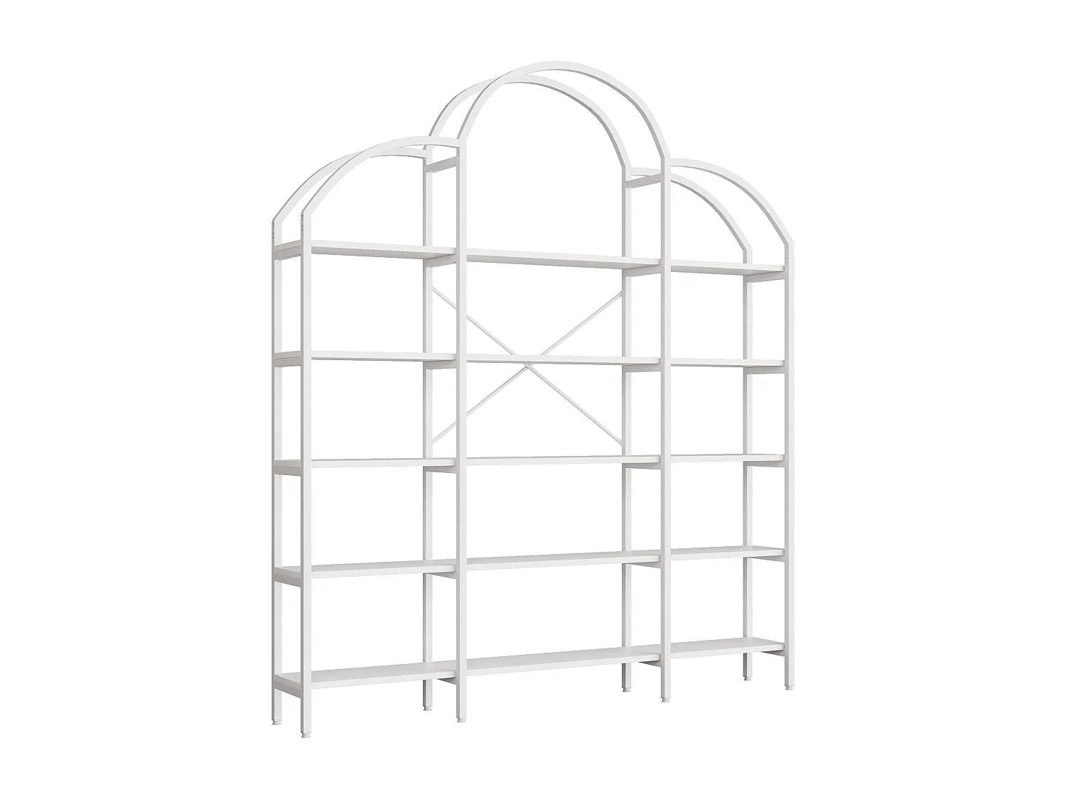 Modernes Metallregal 170×26×190 cm - Wolkenform - 5 Aufbewahrungsebenen - weiß