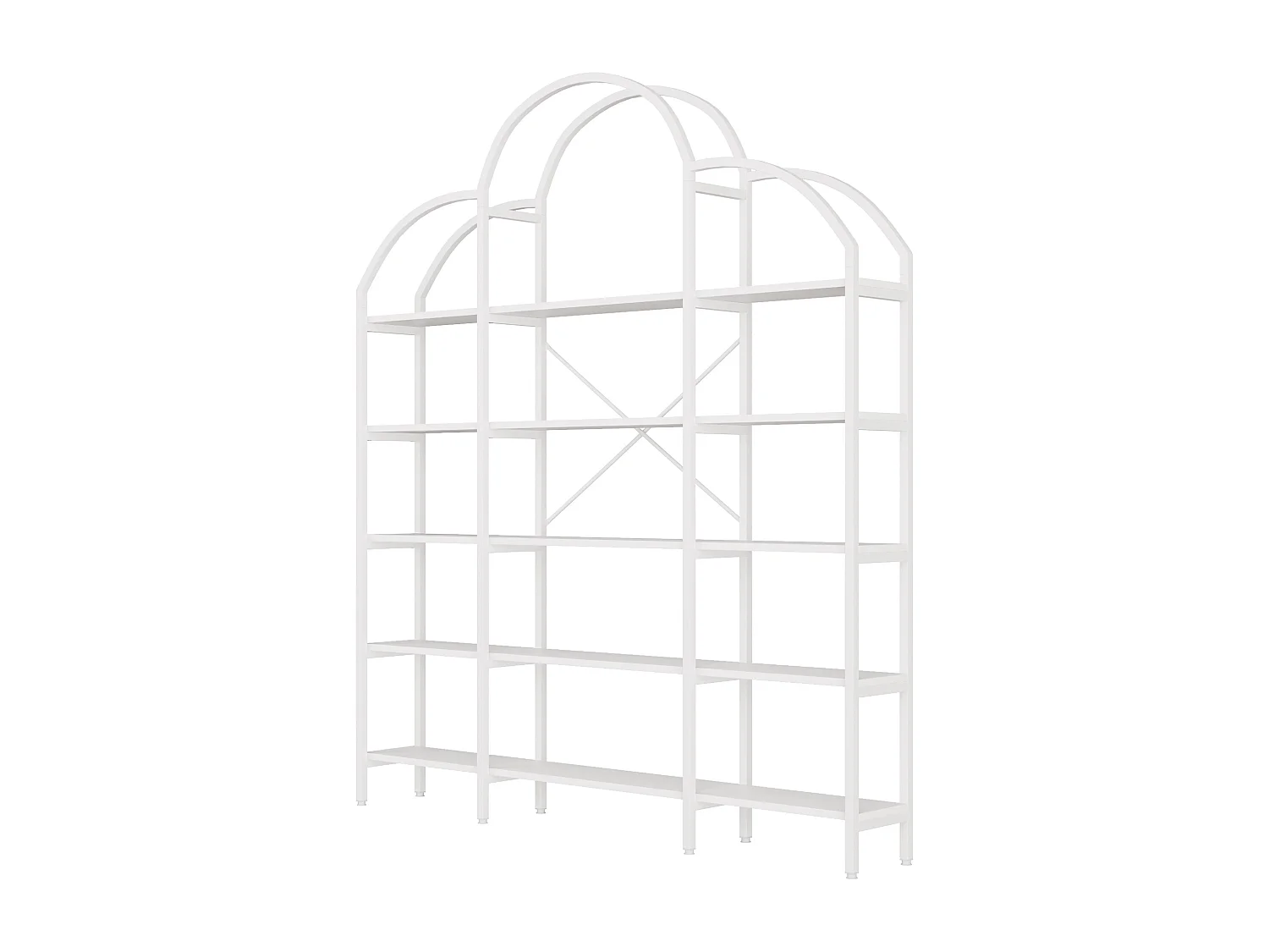 Modernes Metallregal 170×26×190 cm - Wolkenform - 5 Aufbewahrungsebenen - weiß