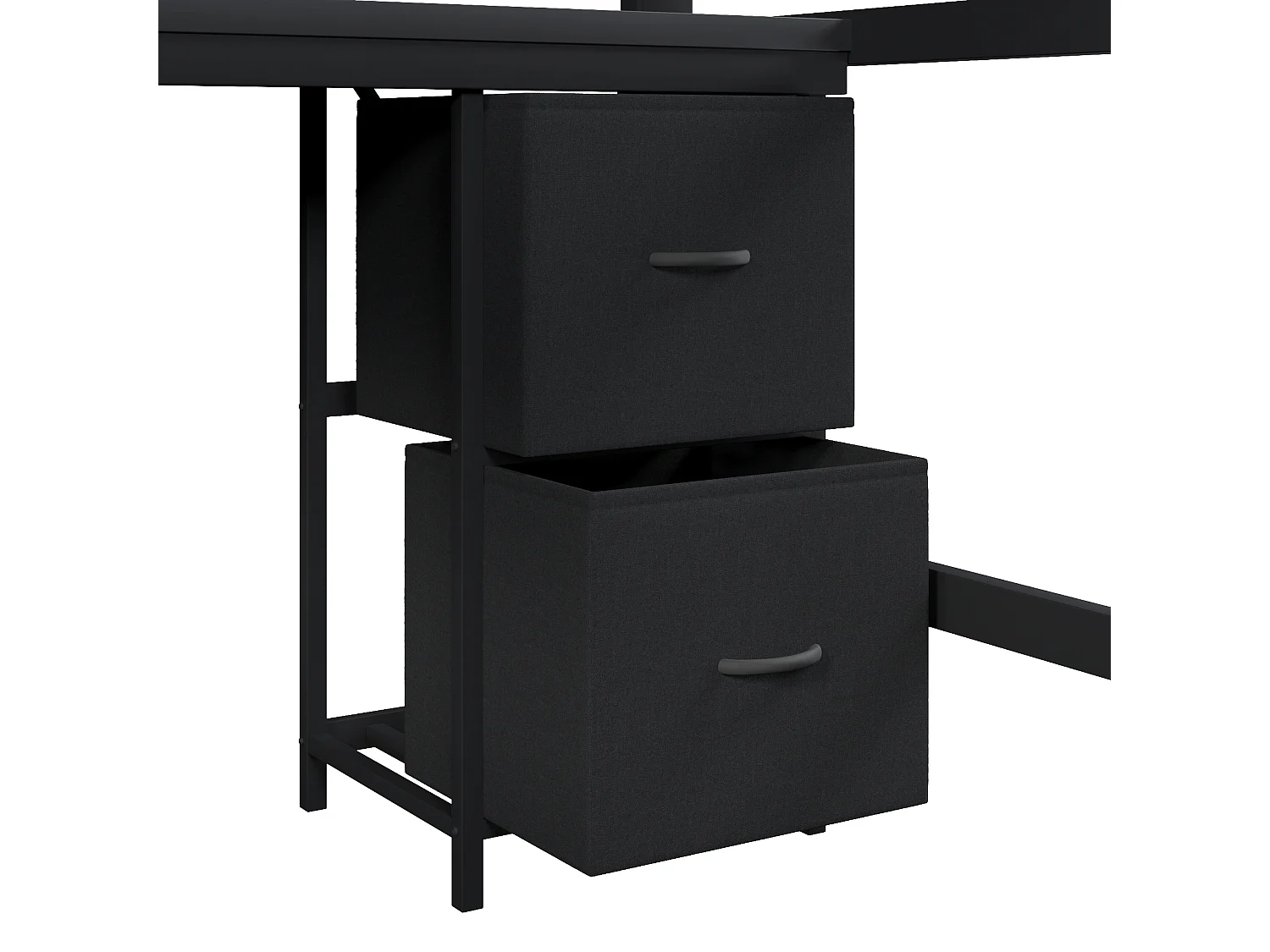 Lit mezzanine en métal pour enfant - 140 x 200 cm - avec bibliothèque + bureau + armoire + USB + Leds - noir