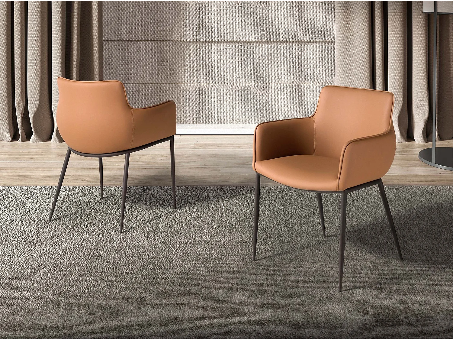 Sedia similipelle marrone