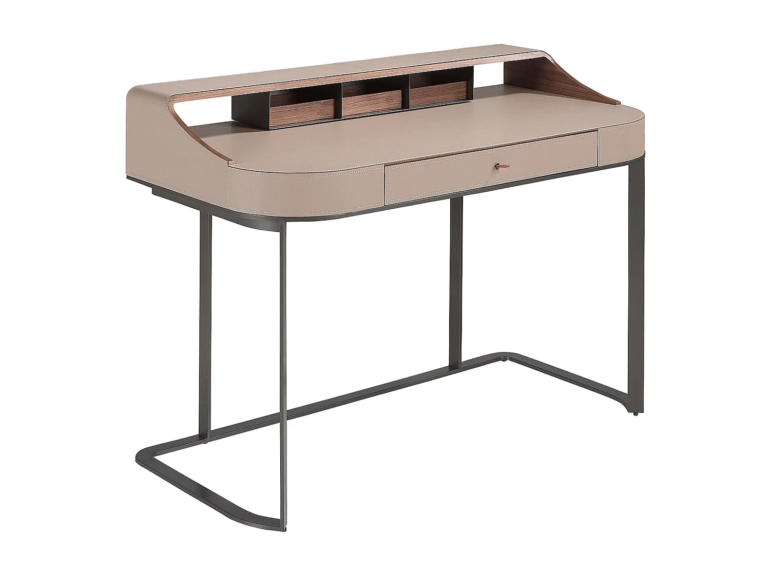 Schminktisch aus Kunstleder, Nussbaum und grauem Stahl 3279 ANGEL CERDA