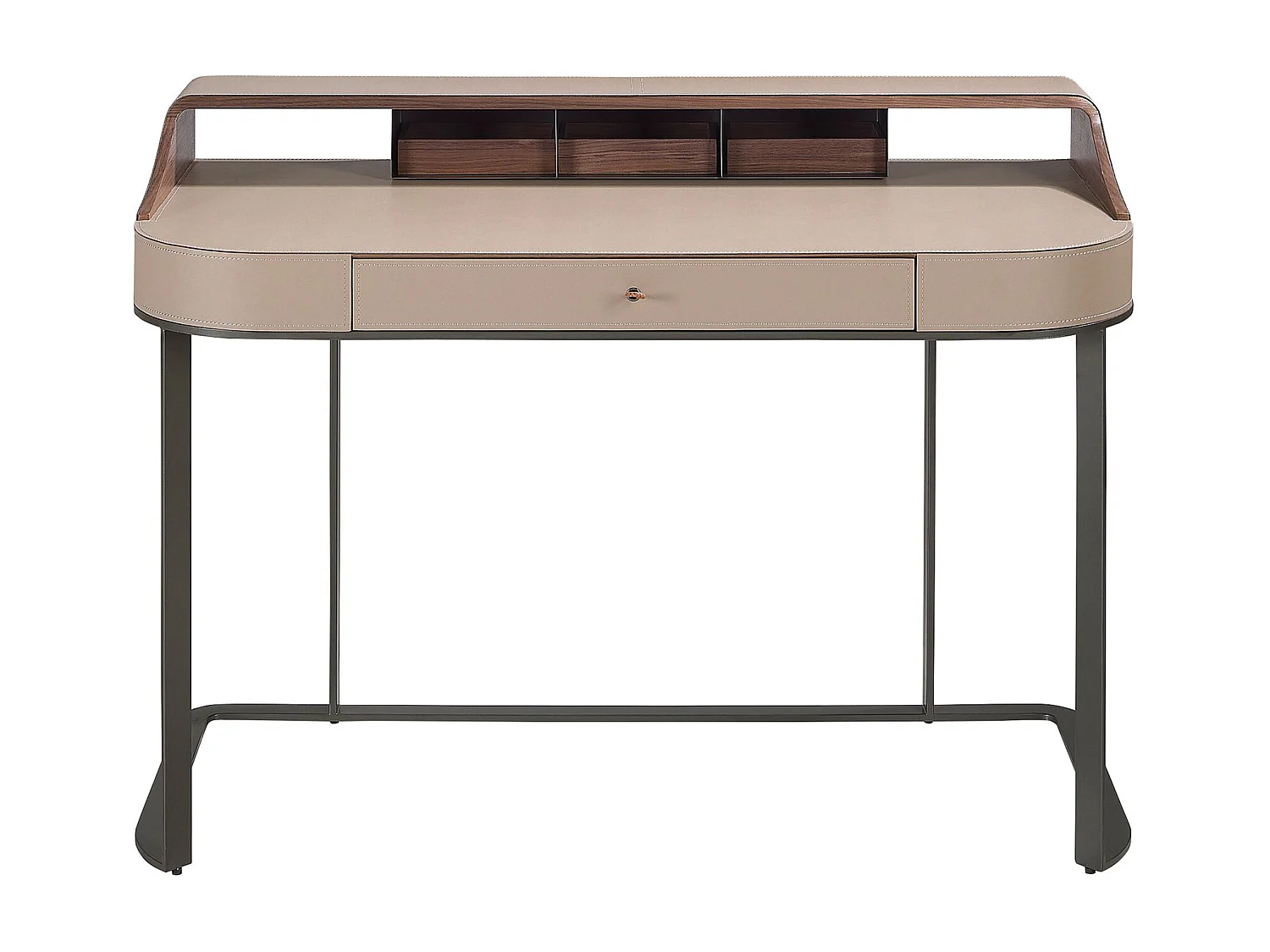 Schminktisch aus Kunstleder, Nussbaum und grauem Stahl 3279 ANGEL CERDA