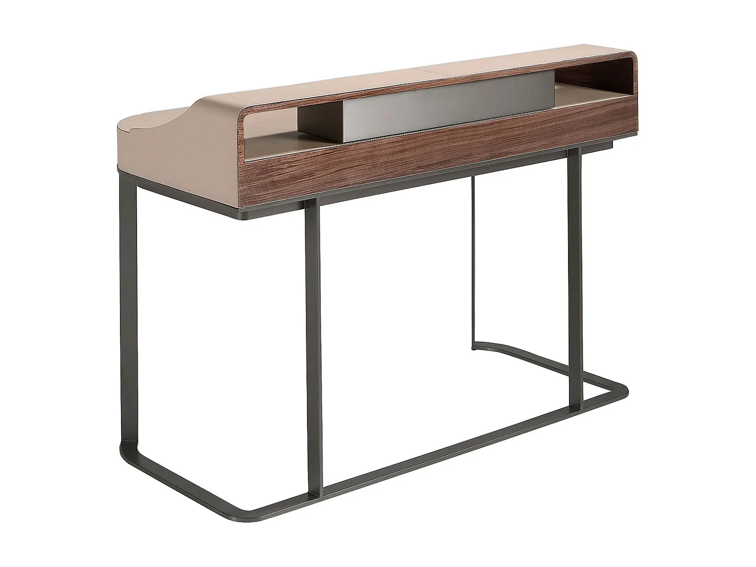 Schminktisch aus Kunstleder, Nussbaum und grauem Stahl 3279 ANGEL CERDA