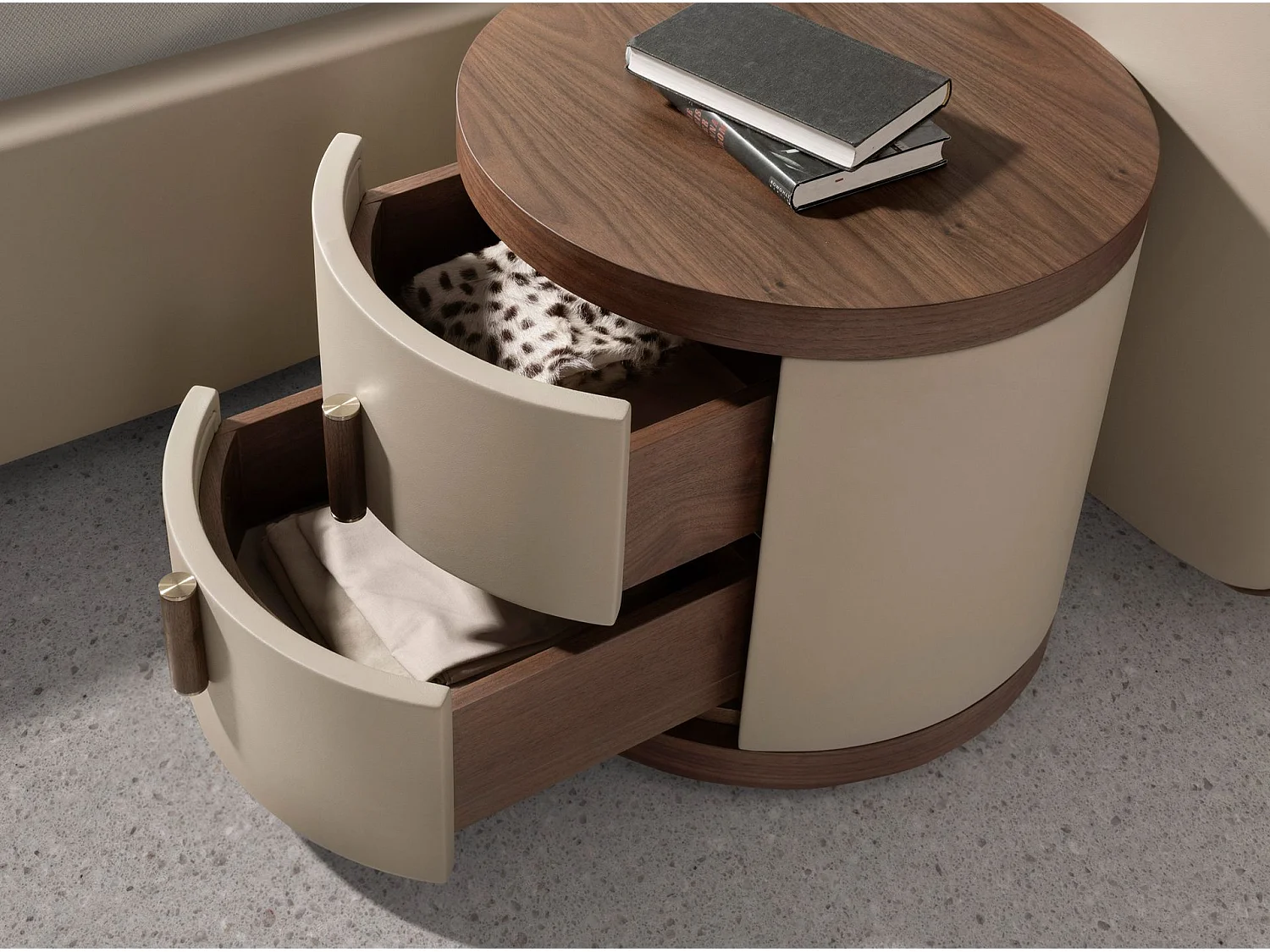 Table de chevet en simili cuir et noyer 7219 ANGEL CERDA