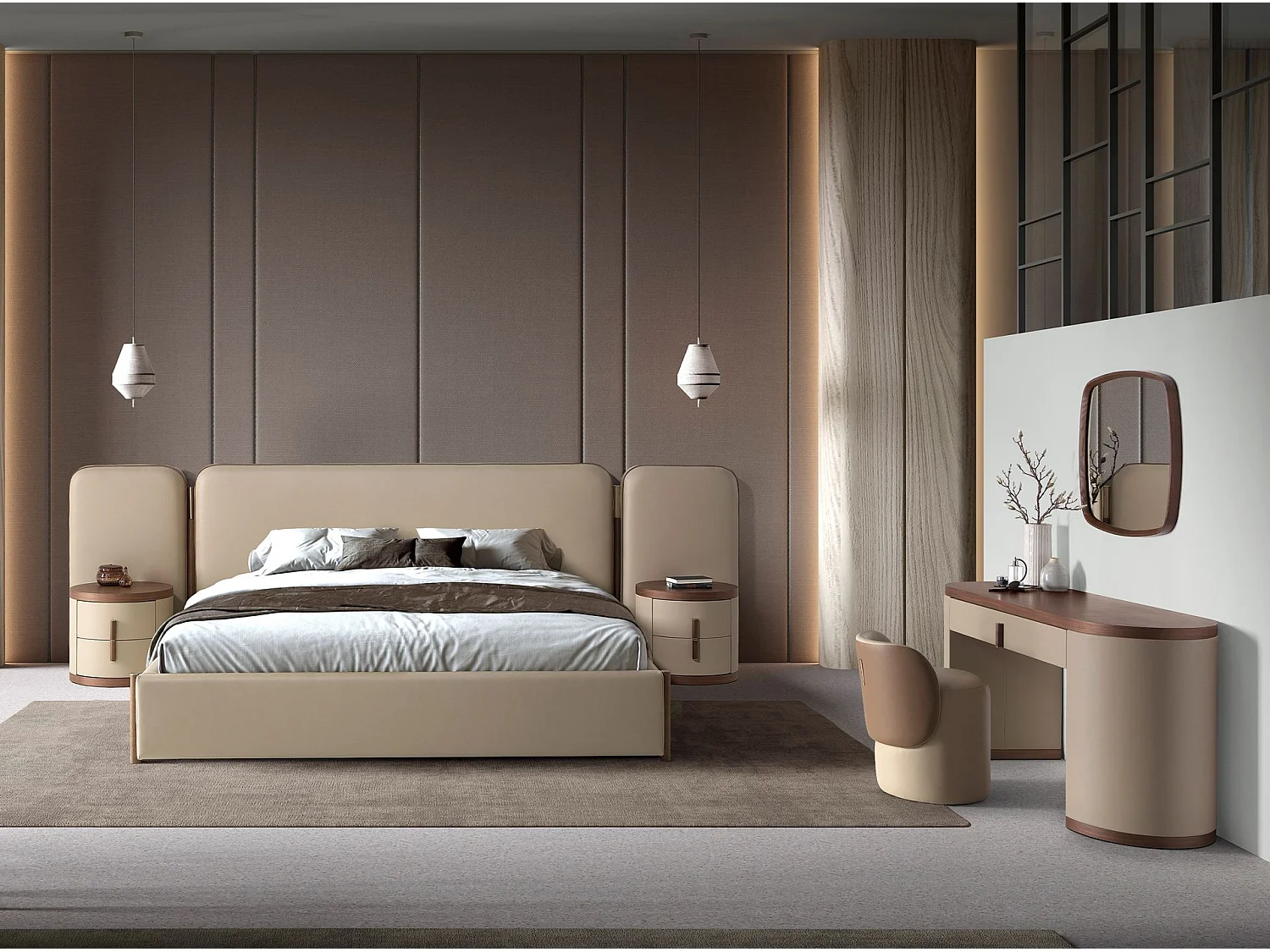 Table de chevet en simili cuir et noyer 7219 ANGEL CERDA