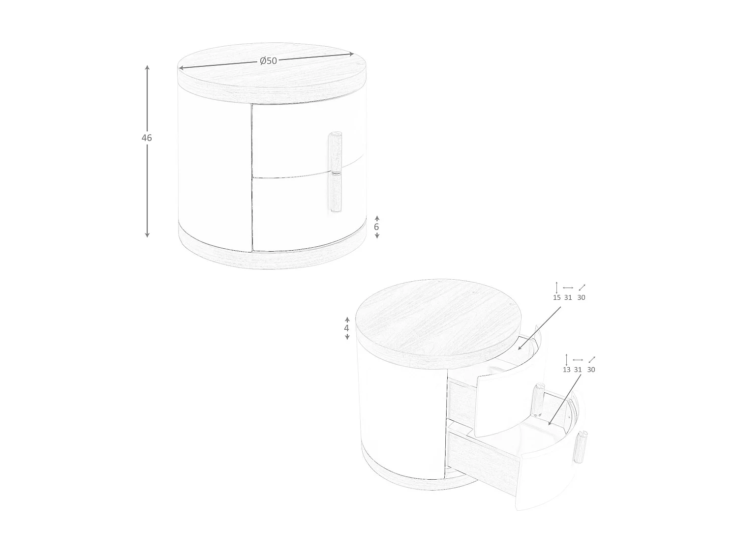 Table de chevet en simili cuir et noyer 7219 ANGEL CERDA