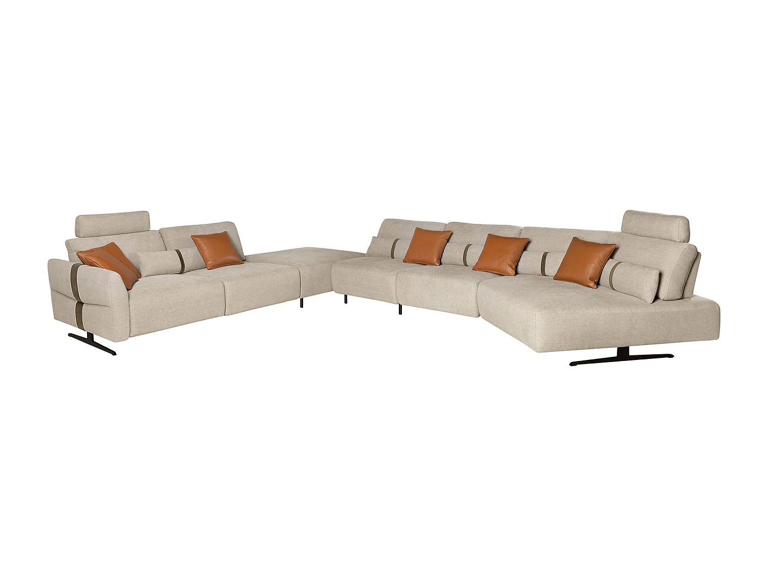 Modulaire relaxbank met chaise longue links, stof zandkleurig 6274 ANGEL CERDA