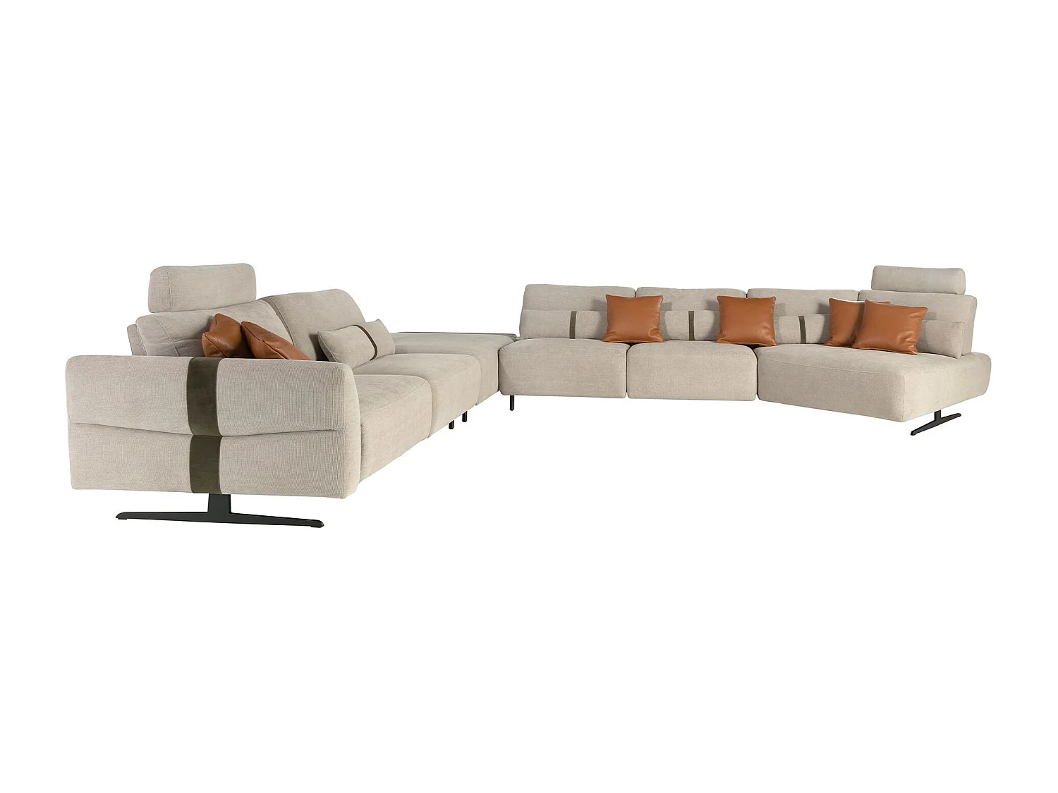 Modulaire relaxbank met chaise longue links, stof zandkleurig 6274 ANGEL CERDA