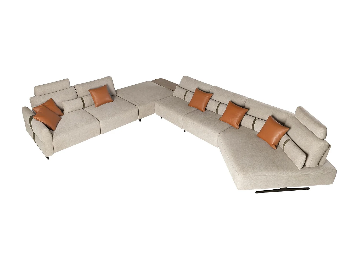 Modulaire relaxbank met chaise longue links, stof zandkleurig 6274 ANGEL CERDA