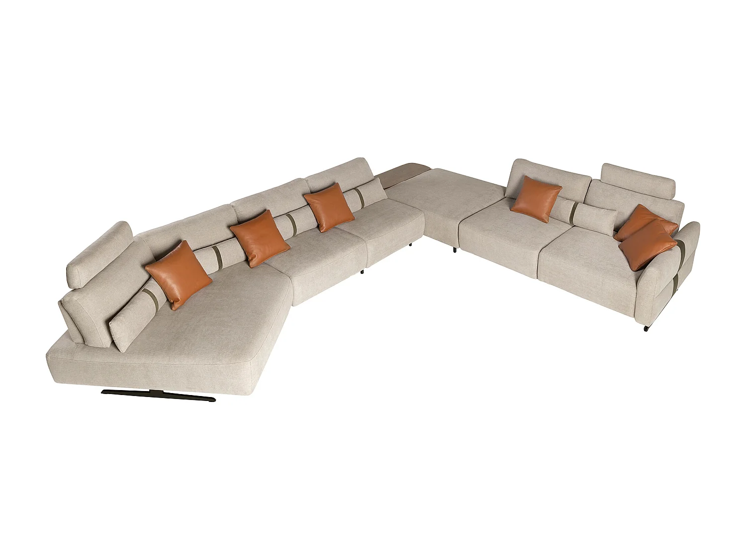 Canapé chaise longue relax modulable gauche tissu sable 6274 ANGEL CERDA