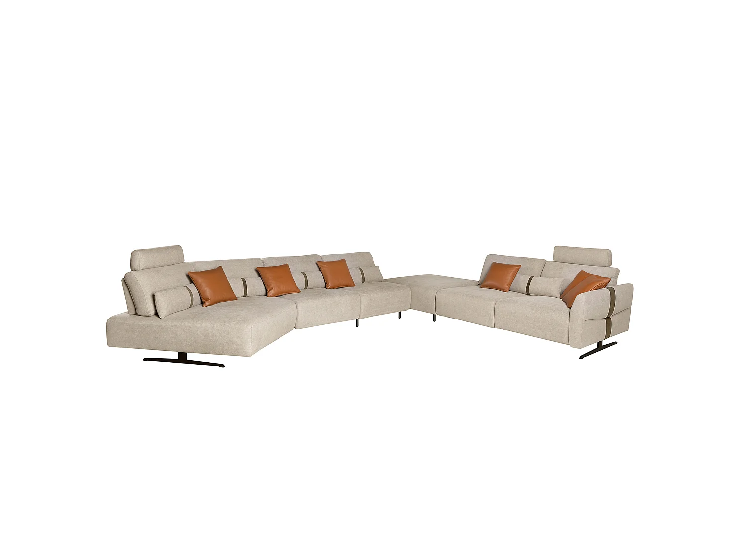 Modulaire relaxbank met chaise longue links, stof zandkleurig 6274 ANGEL CERDA